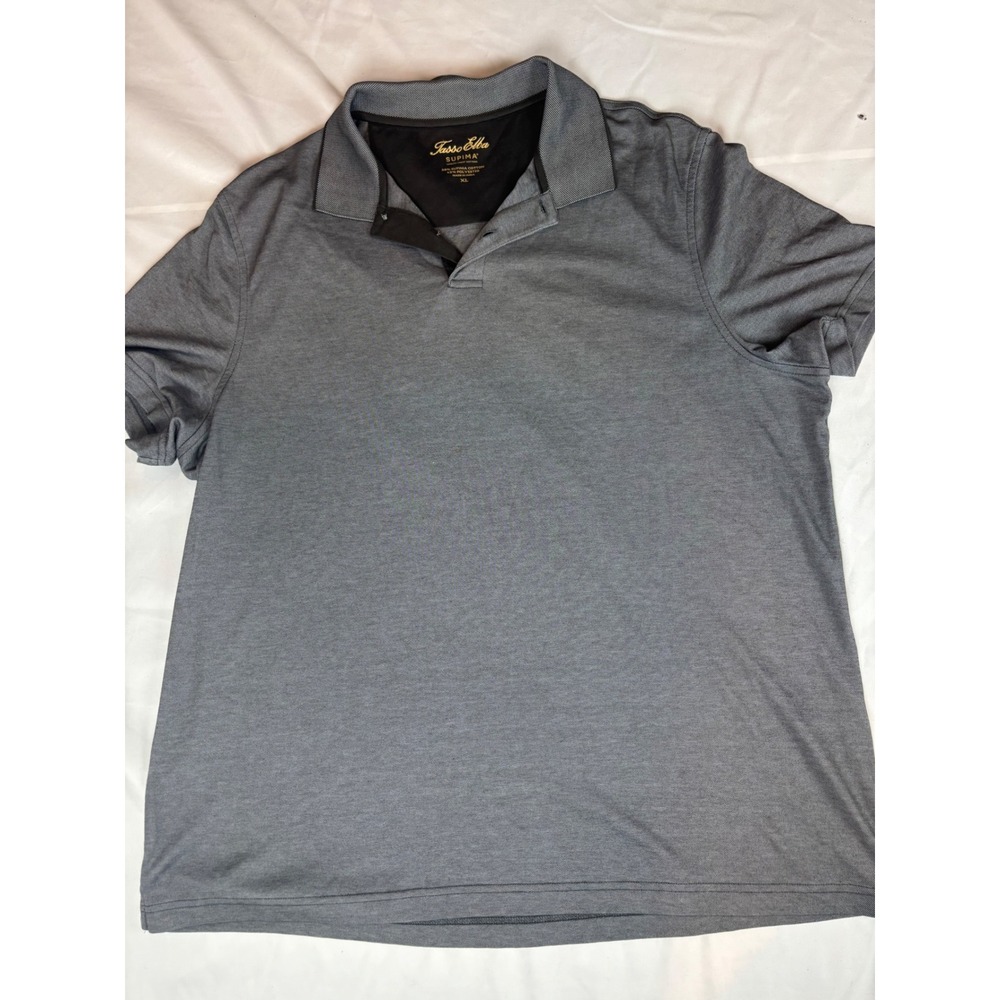 Tasso Elba Supima Cotton Blend Polo Shirt XL Charcoal Gray Short Sleeve Mens